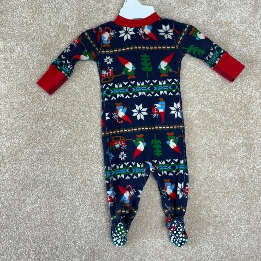 Hanna Andersson Christmas Pajamas pjs Size 0-3M 50cm Organic Cotton Holiday - Picture 5 of 5